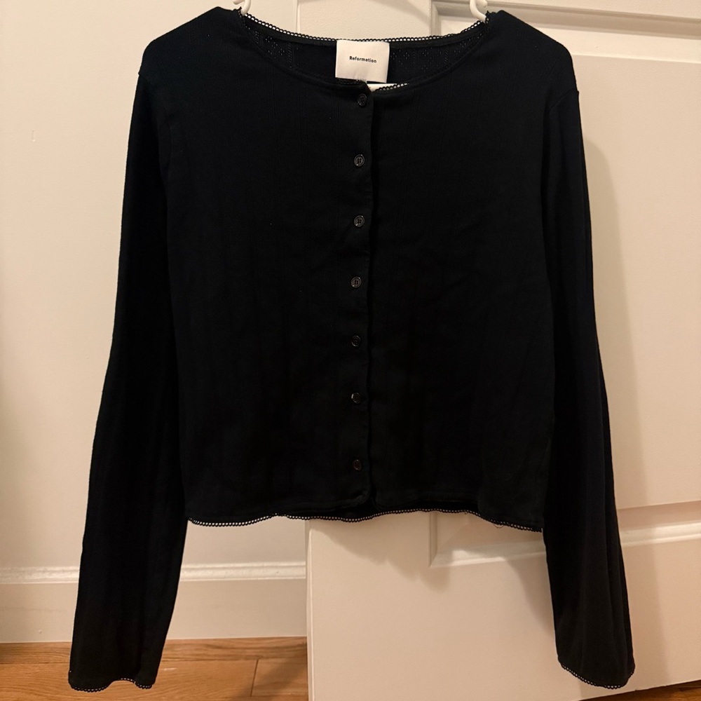 Reformation Ari Pointelle Knit Cardigan, L